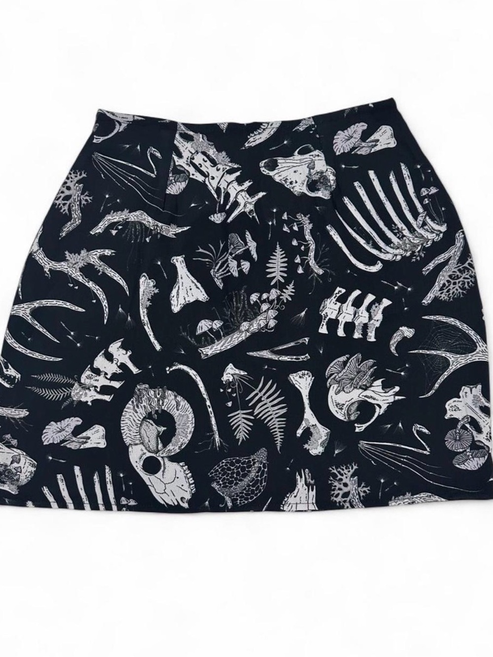 🦴🌿 Cosmic Drifters “Ossium” Occult Print Mini Skirt – UK 8 🌿🦴